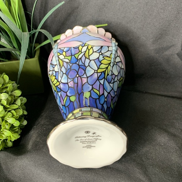 Bradford Editions Era of Louis Tiffany 2002 “Glittering Dragonflies” vase - Picture 6 of 12